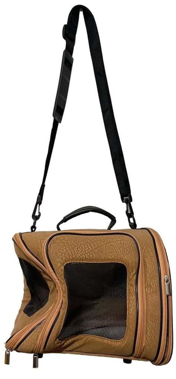Pet Carrier Brown Soft Sided Dog Cat Travel Bag